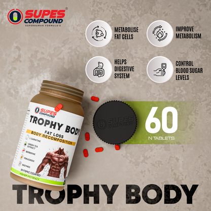Trophy Body Fat Burner & Body Recomposition | Advanced Thermogenic Formula | Metabolism & Appetite Support | 60 Tablets - Livefit Store