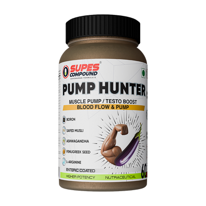 Pump Hunter | Nitric Oxide & Testosterone Support | Muscle Pump, Strength & Stamina Formula | 60 Tablets