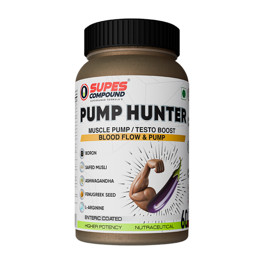 Pump Hunter | Nitric Oxide & Testosterone Support | Muscle Pump, Strength & Stamina Formula | 60 Tablets
