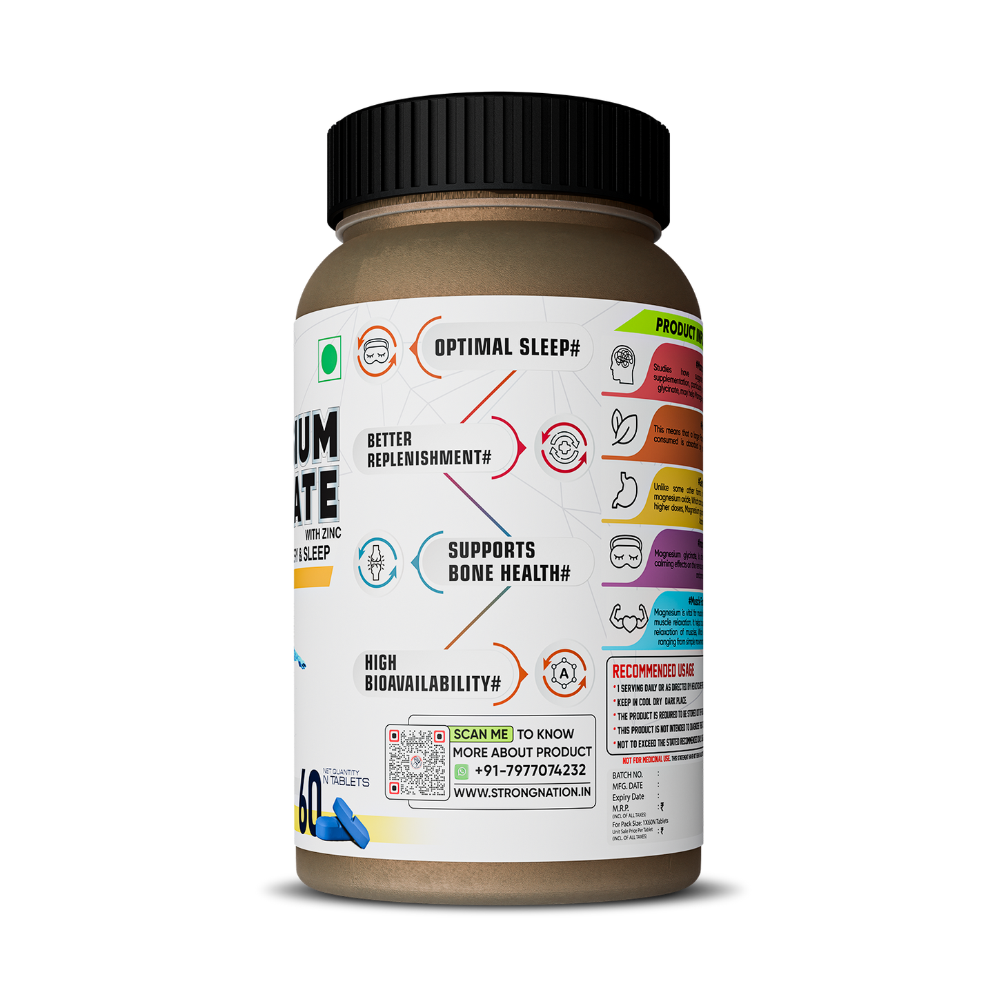 Magnesium Glycinate 2000mg | High Absorption Magnesium Bisglycinate | Sleep, Recovery & Stress Support | 60 Tablets